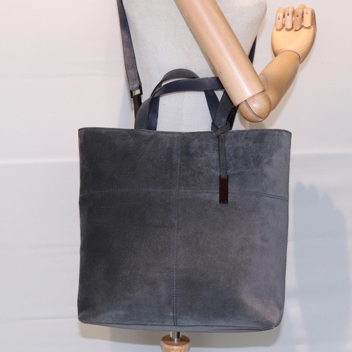GUCCI Hand Bag Suede 2way Gray 002 2113 0475 85988