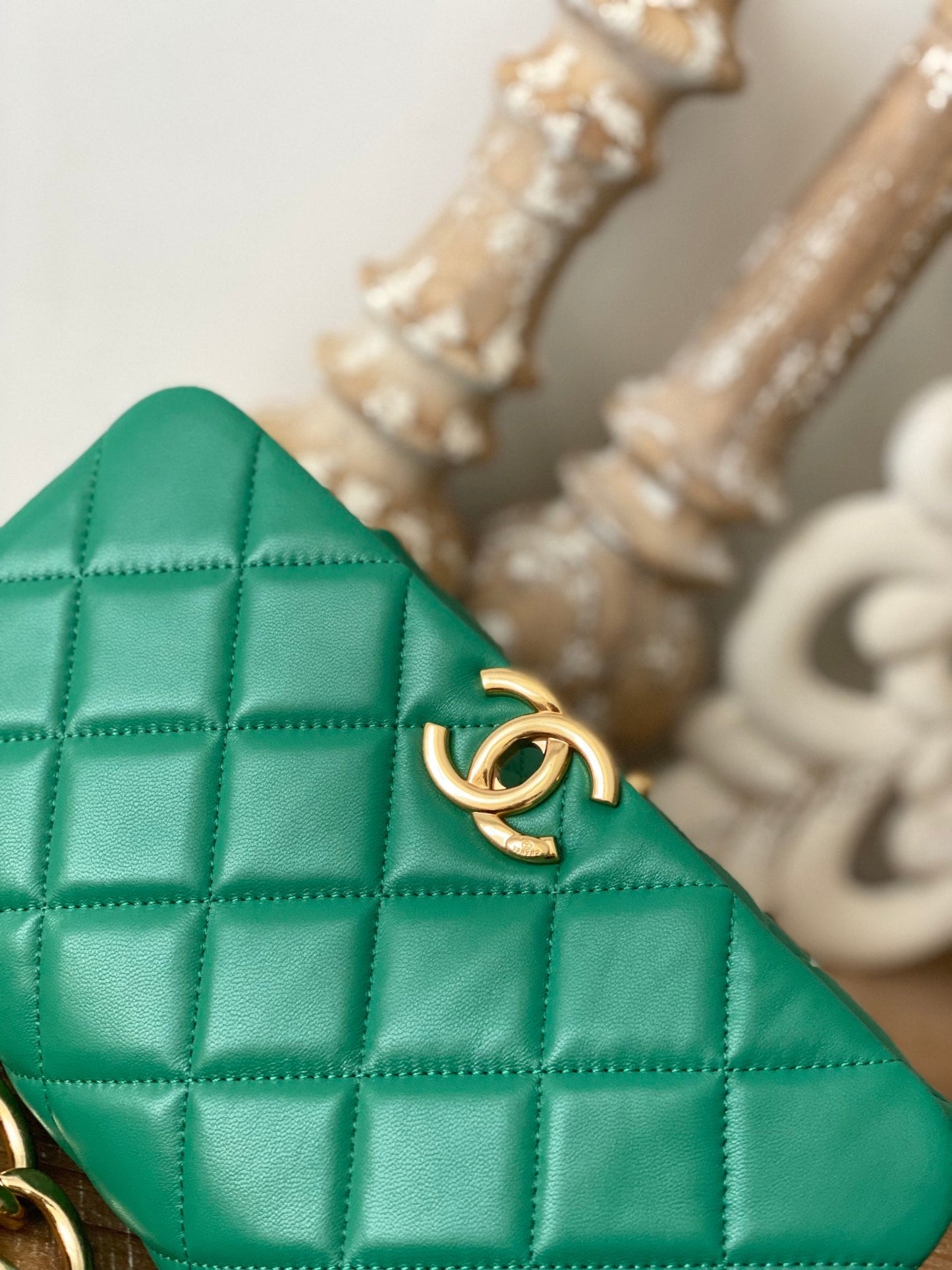 CHLLarge GlamIap Green Bag For Women 23cm/9in