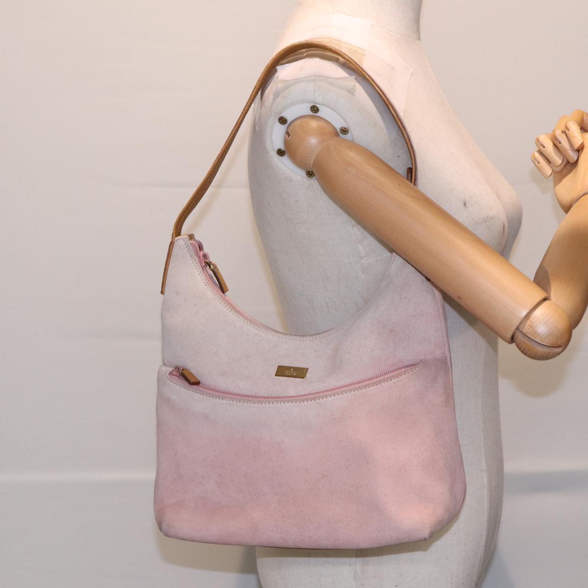 GUCCI Hand Bag Suede Pink Gold 001 3386 86157