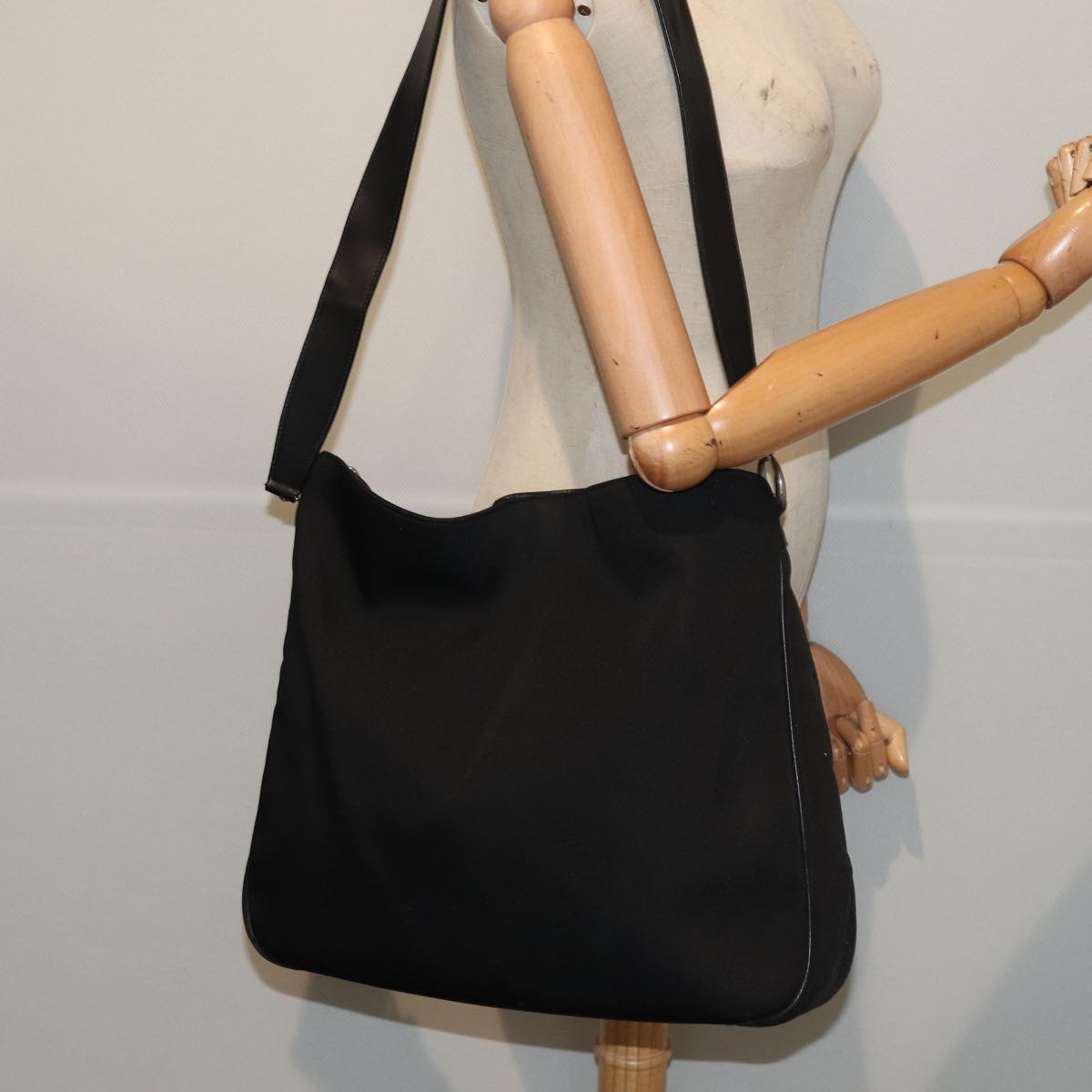 GUCCI Bamboo Hand Bag Nylon 2way Black Silver 001 2113 1577 86930