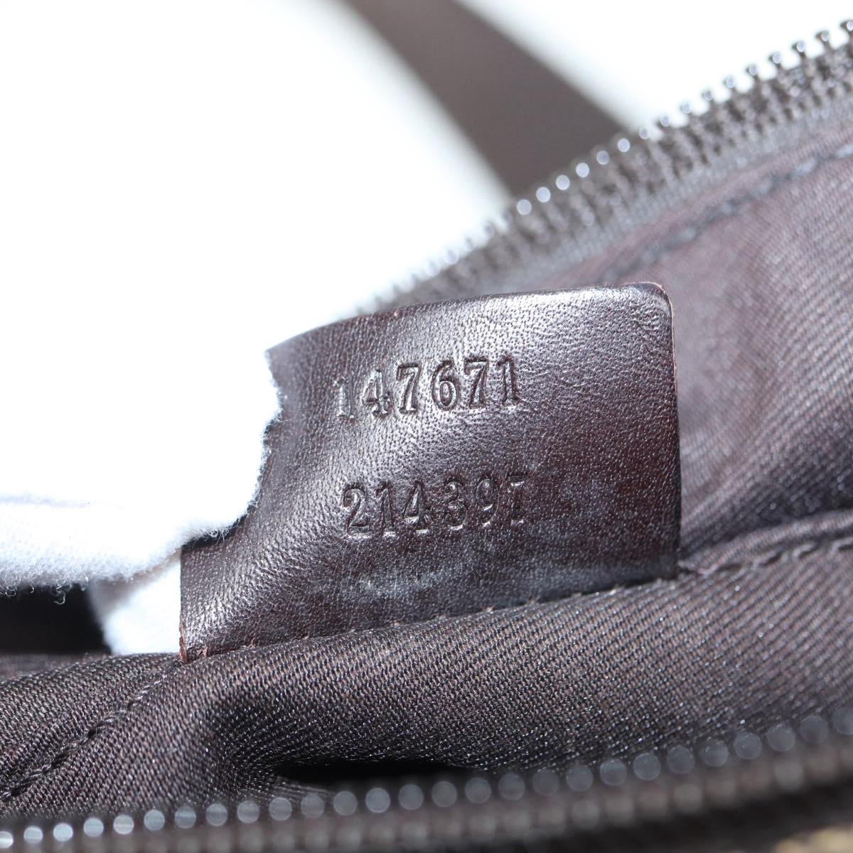 GUCCI GG Canvas Shoulder Bag Beige Brown Silver 147671 87163