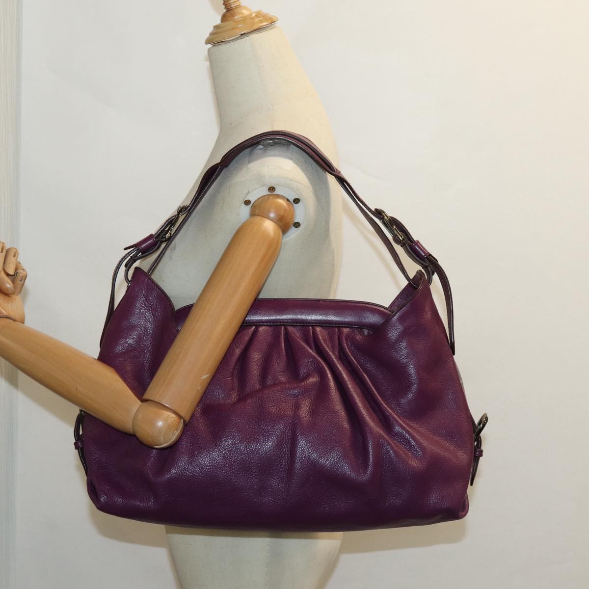 FENDI Shoulder Bag Leather Purple 87215