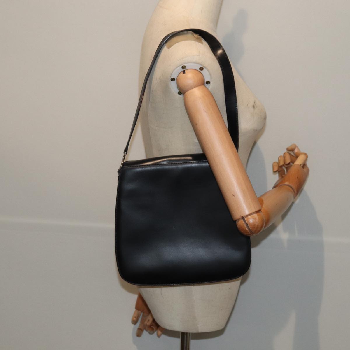 GUCCI Shoulder Bag Leather Black Silver 001 2046 1719 87292