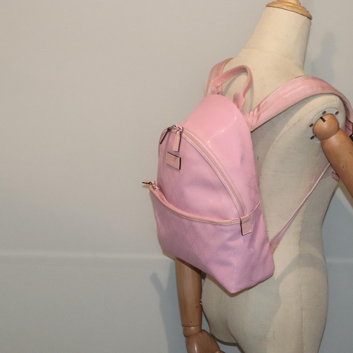 GUCCI GG Canvas Backpack Pink Silver 271327 88181