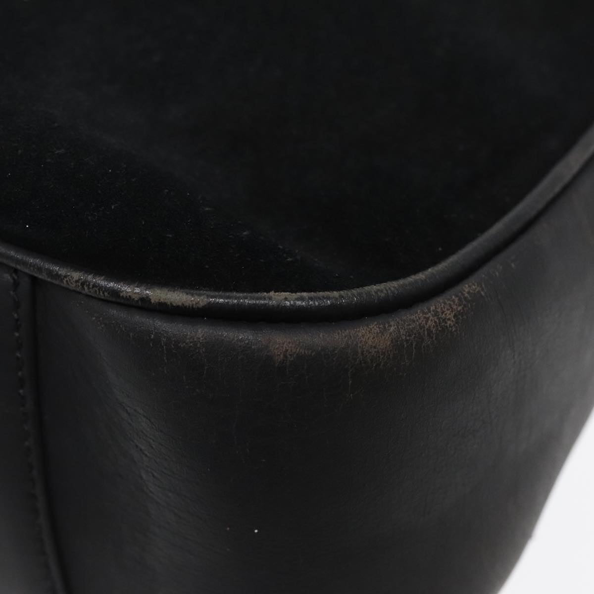 GUCCI Bamboo Shoulder Bag Suede Leather Black Gold 001 1781 1577 88534