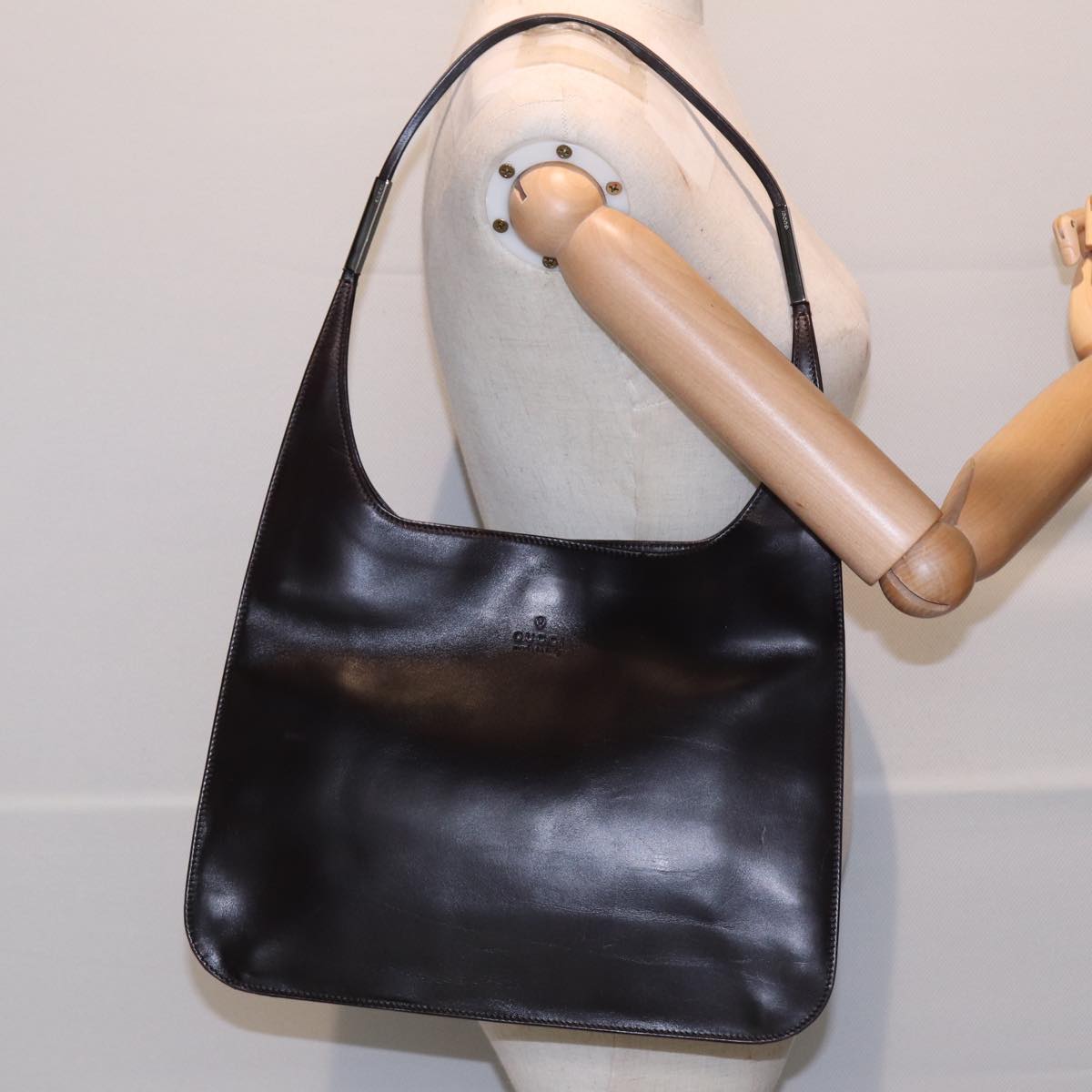 GUCCI Shoulder Bag Leather Black Silver 001 3167 88563