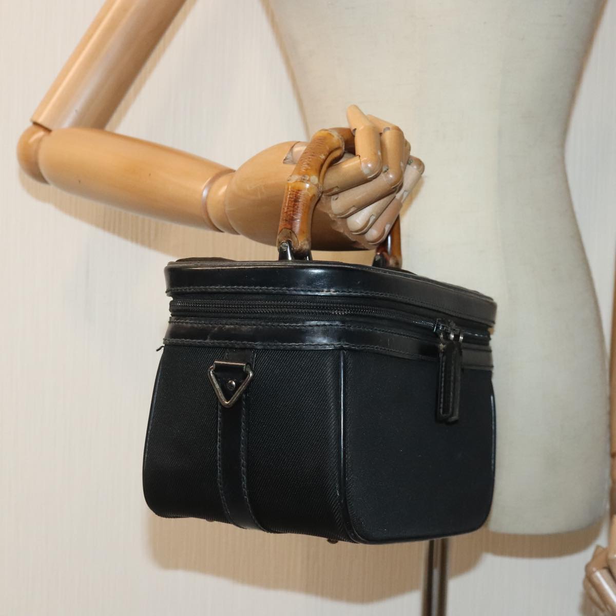 GUCCI Vanity Hand Bag Nylon Black 013 2122 2490 89706