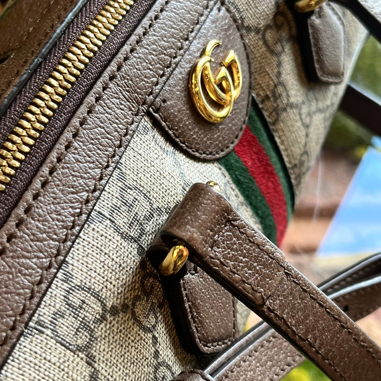 GUCCI Ophidia Boston GG Supreme Monogram Web Satchel