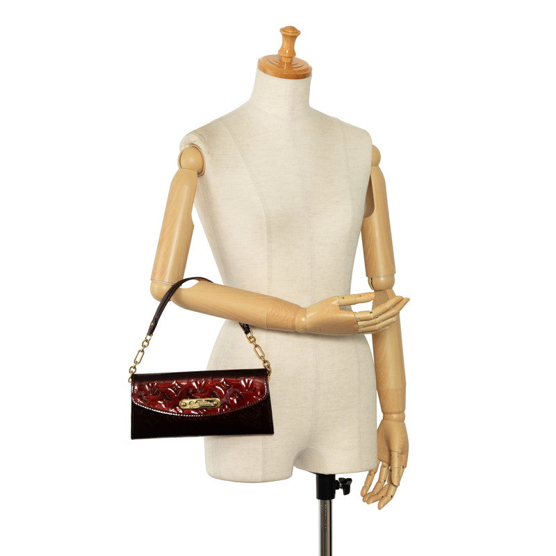 Louis Vuitton Monogram Verniss Sunset Blue Bird Chain Shoulder Bag M93542 Amarant Brown Patent Leather Louis Vuitton