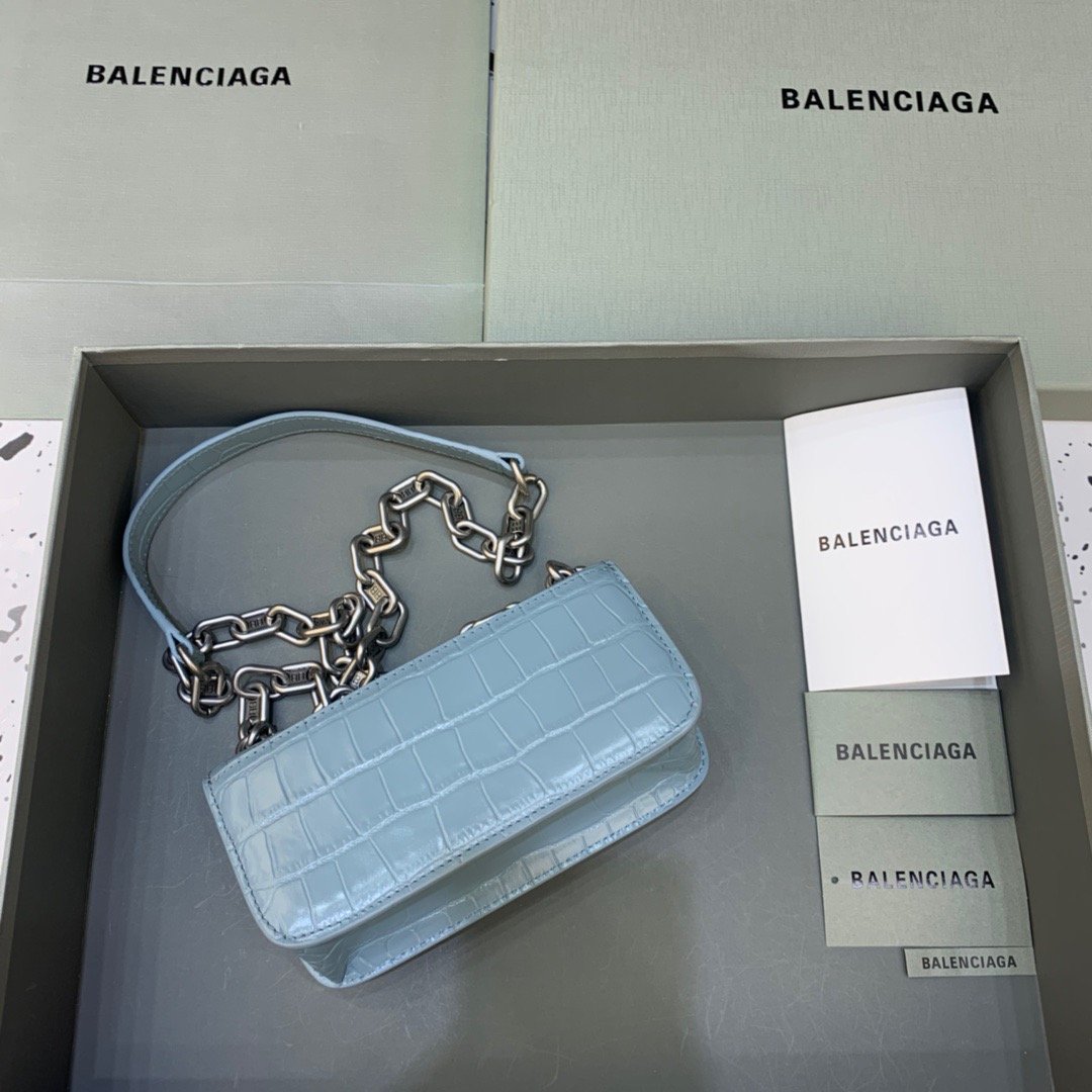 Balen Gossip Small On Chain Shoulder Bag Blue, For Women, Bags 7.4in/19cm