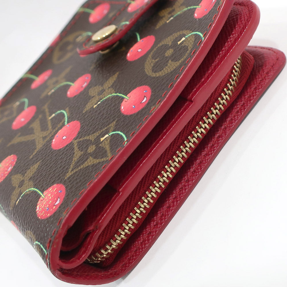 Louis Vuitton Double Fold Wallet Compact Zip M95005 Monogram Cherry GD Vill Rong Collaboration Items Women Dress Small Bag