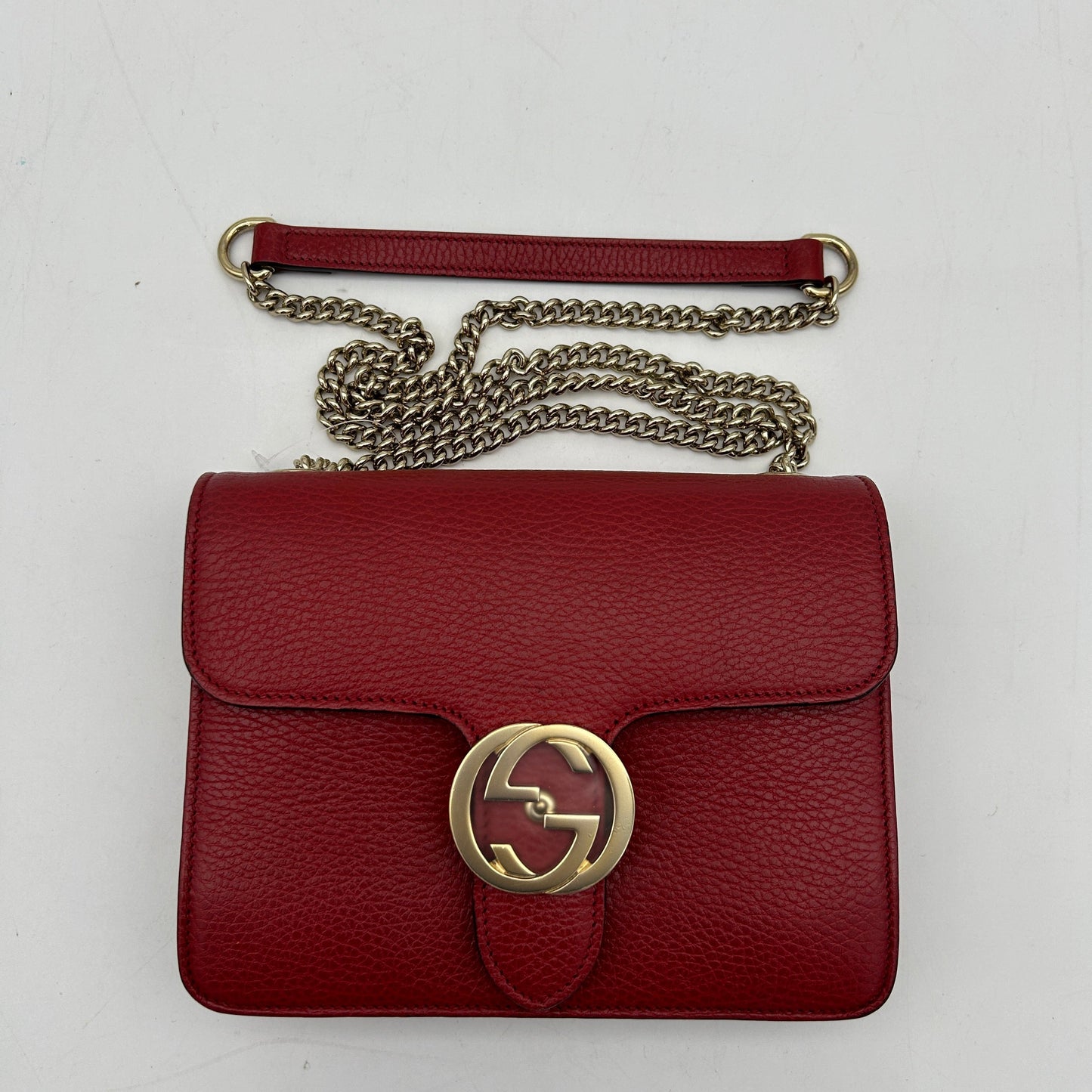 GLM-- Interlocking Red Small Crossbody Chain Bag