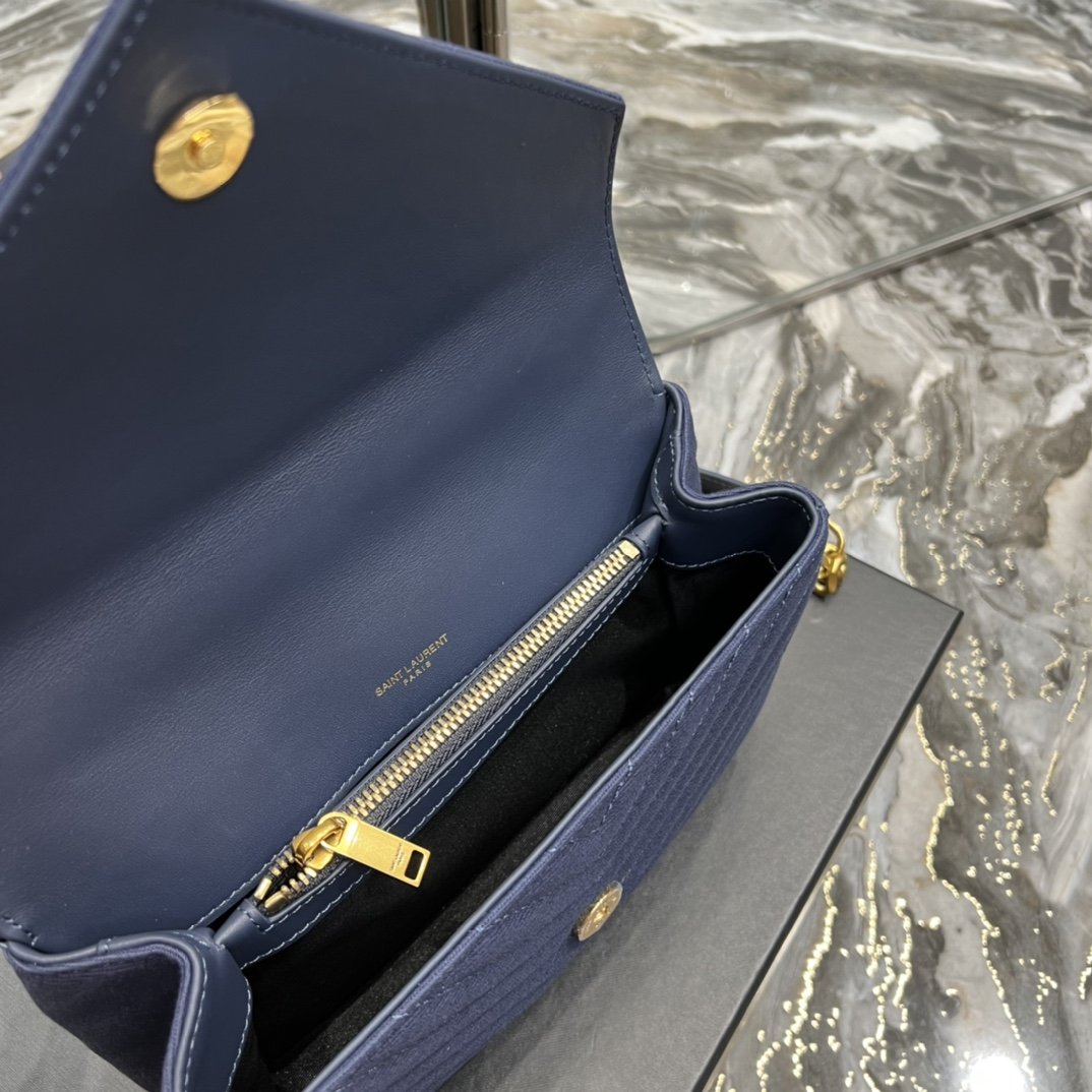 GLAMI Envelope MeGLAMIum Bag Marine In Mix Matelassé Grain De Poudre Embossed Material For Women 9.4in/24cm YSL 600185BOW914147