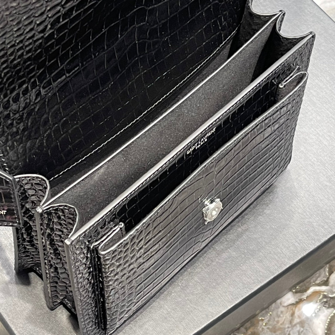 GLAMI Sunset MeGLAMIum Chain Bag Black For Women 8.6in/22cm YSL 442906DND0U1000