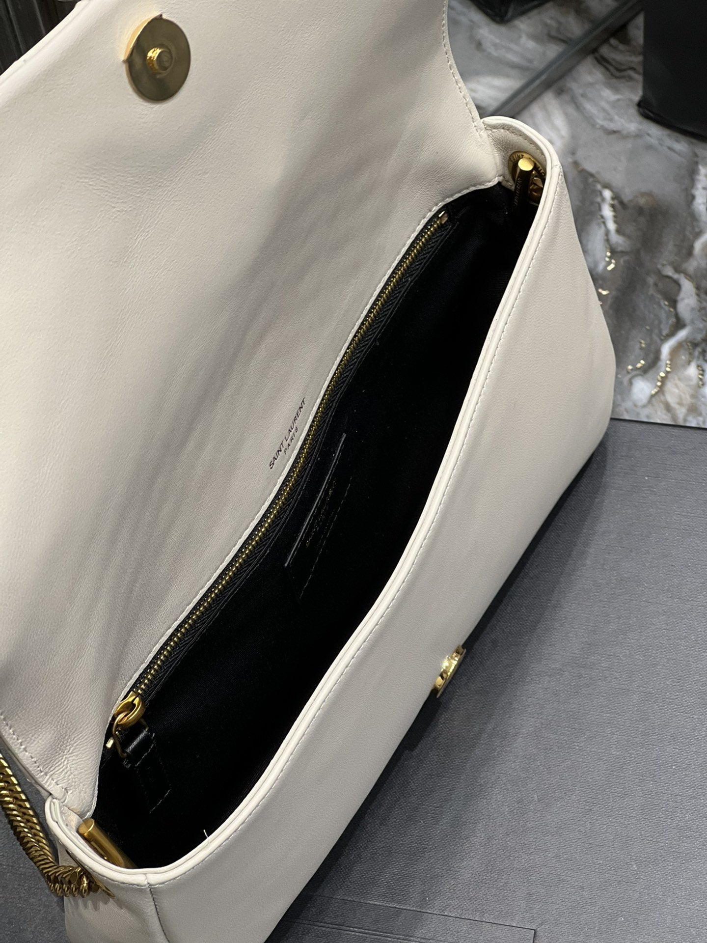 GLAMI Kata 99 Chain Bag White With Gold Hardware For Women 10.2in/26cm YSL
