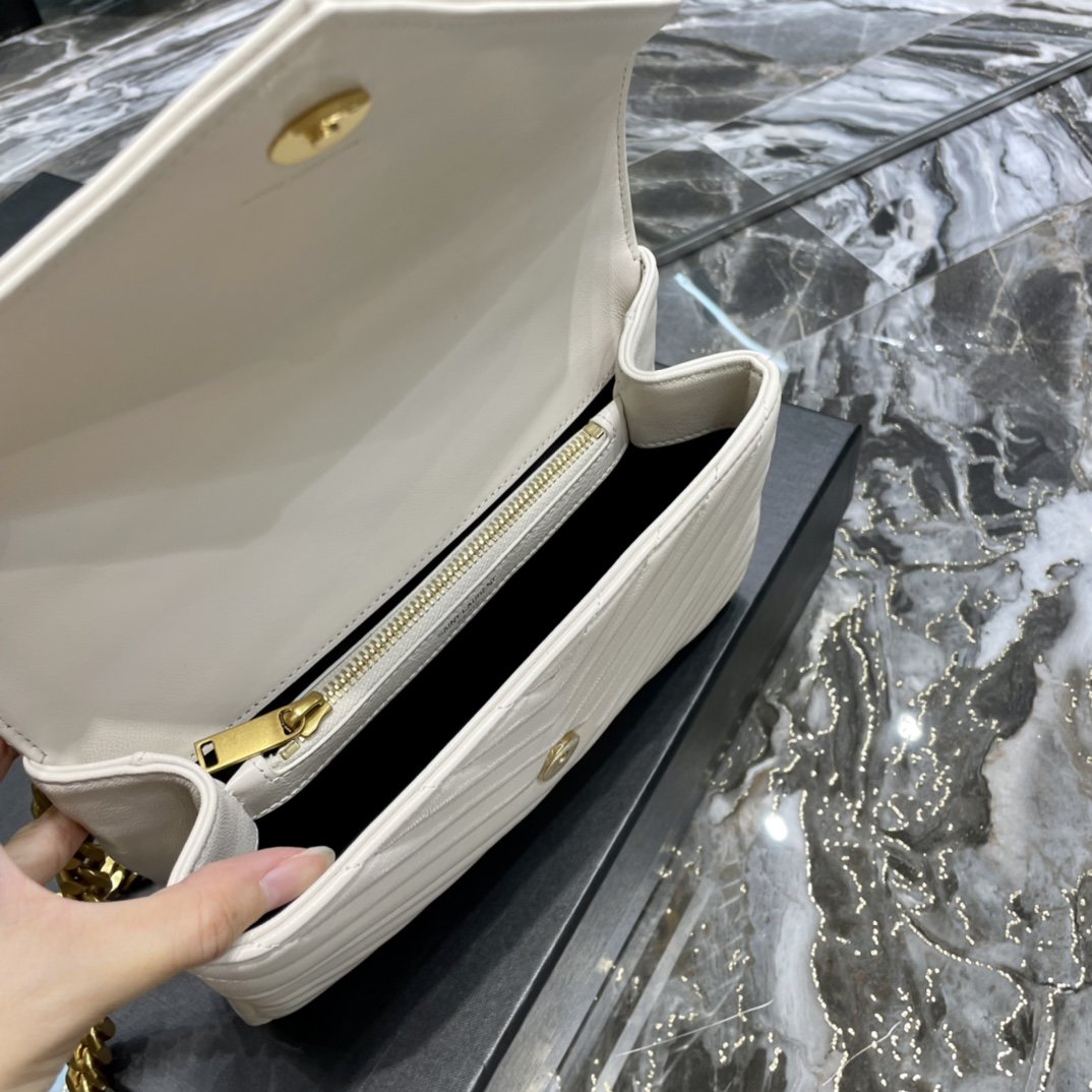 GLAMI College MeGLAMIum Chain Bag White Gold Toned Hardware For Women 9.4in/24cm YSL 600279BRM079207