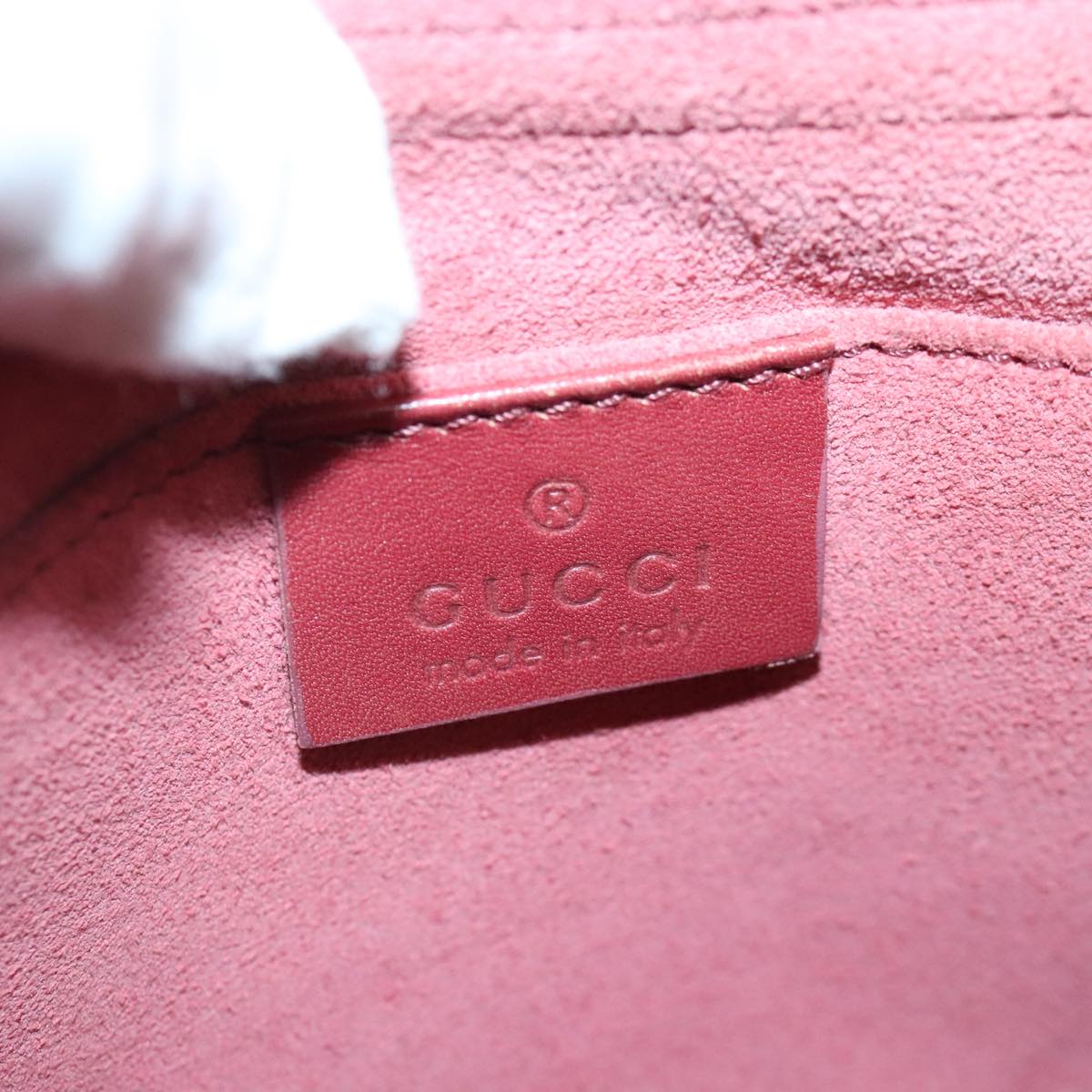 GUCCI Heart Shoulder Bag Suede Red Gold 95107 90185