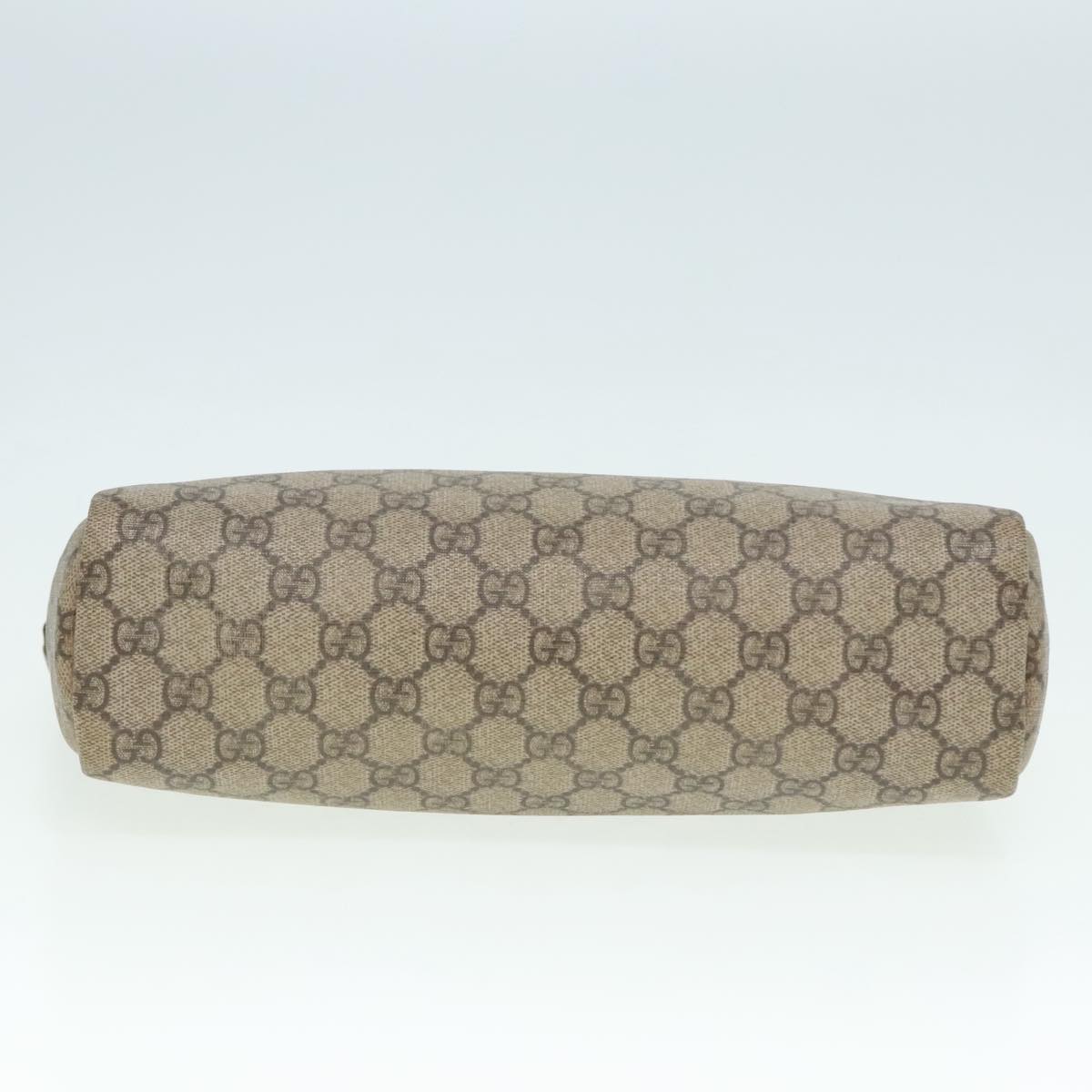 GUCCI GG Supreme Clutch Bag PVC Leather Beige Silver 101633 90613