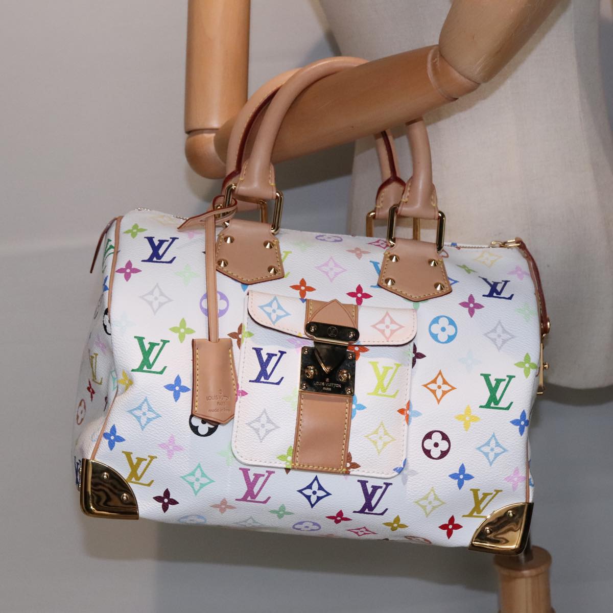 LOUIS VUITTON Monogram Multicolor Speedy 30 Hand Bag White M92643 LV 90665A