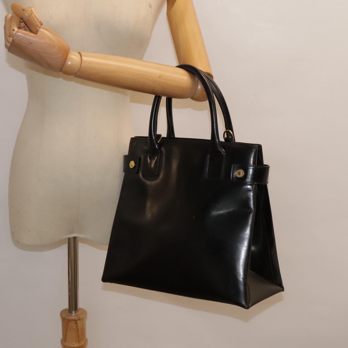 GUCCI Hand Bag Patent leather Black 90794