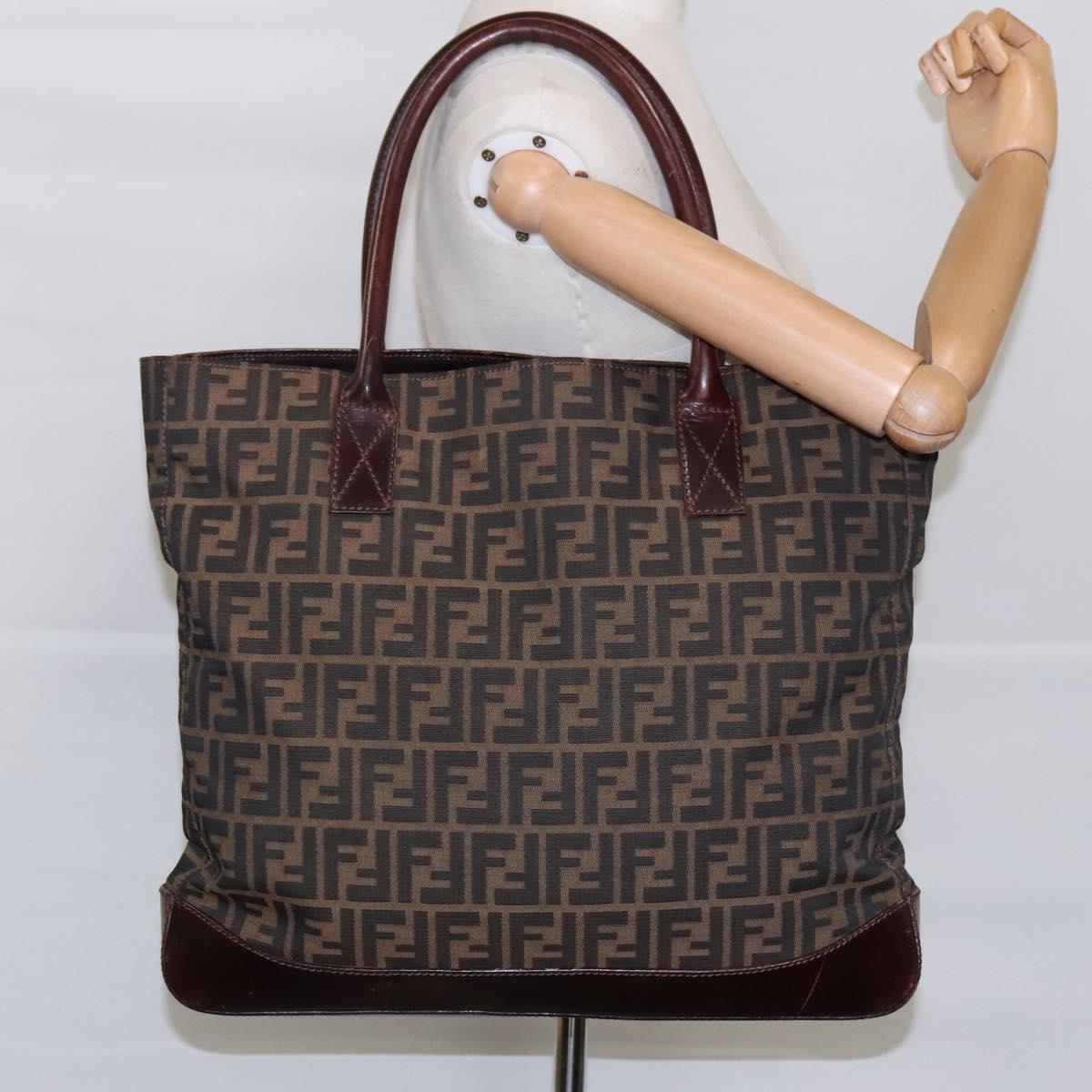 FENDI Zucca Canvas Tote Bag Brown Black 95503