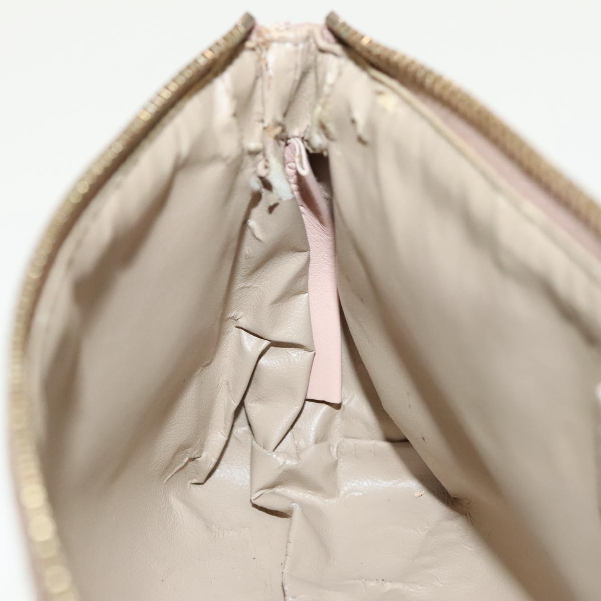 FENDI Zucchino Canvas Pouch Beige Gold 96439