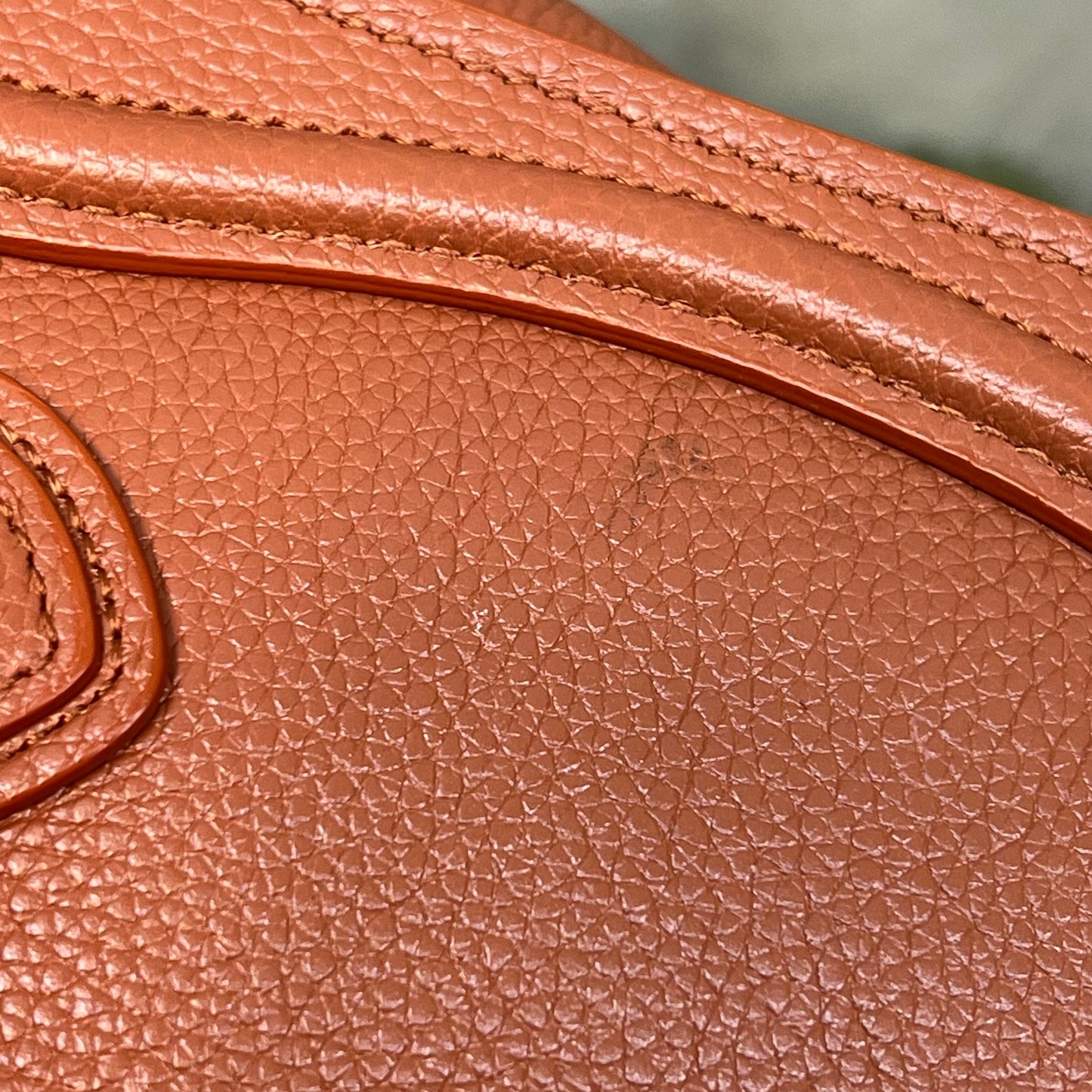 CELINE Luggage Nano Deep Salmon Drummed Calfskin Tote Bag Lychee