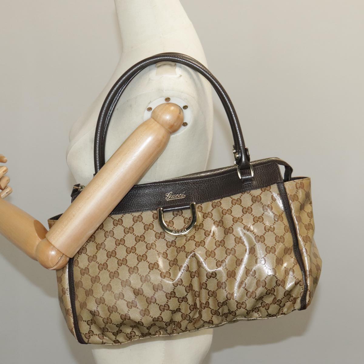 GUCCI GG Crystal Shoulder Bag Beige Gold 327787 99347