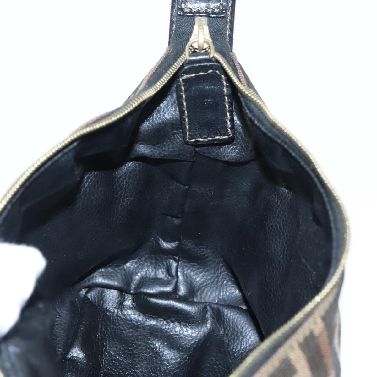 FENDI Zucca Canvas Vanity Pouch Brown Black gold 99693
