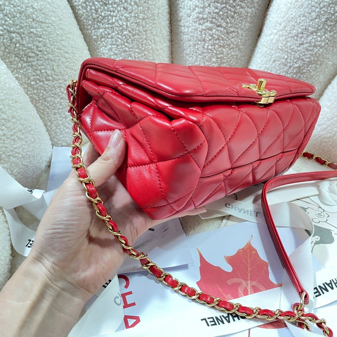 CHLLarge GlamIap Bag Gold Hardware Red For Women Handbags, Shoulder Bags 9.1in/23cm AS3367