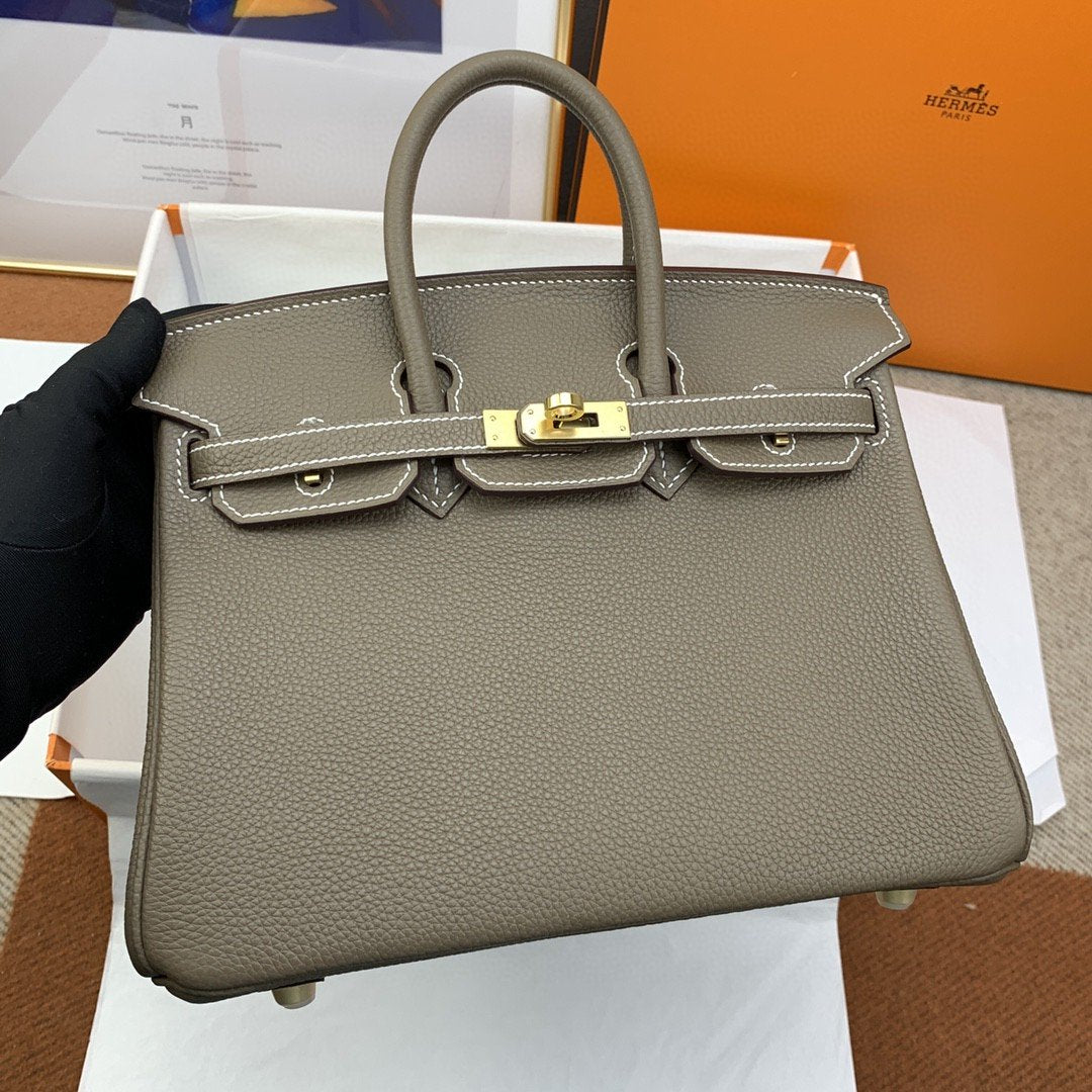 GLAMI Birkin Nata Swift Brown For Women Gold Toned Hardware 10in/25cm