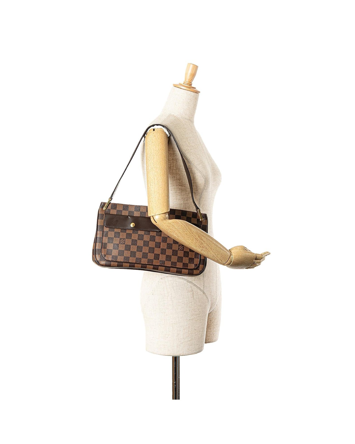 Damier Ebene Canvas Bag with Leather Trim and Exterior Slip Compartments