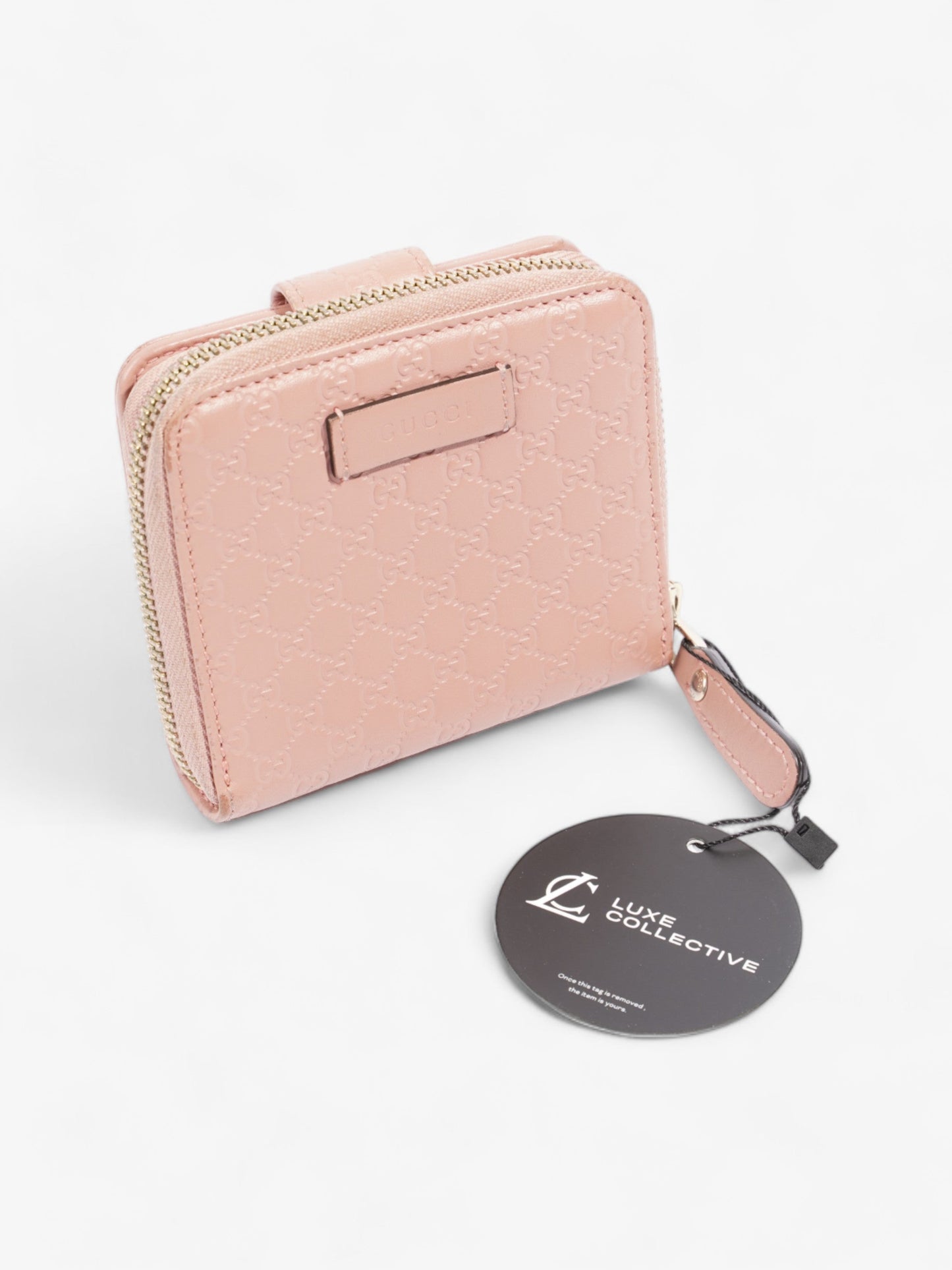 Gucci Gucci Micro Guccissima 449395 Leather Compact Wallet Pink 鈷?Engraving Pink Embossed Leather