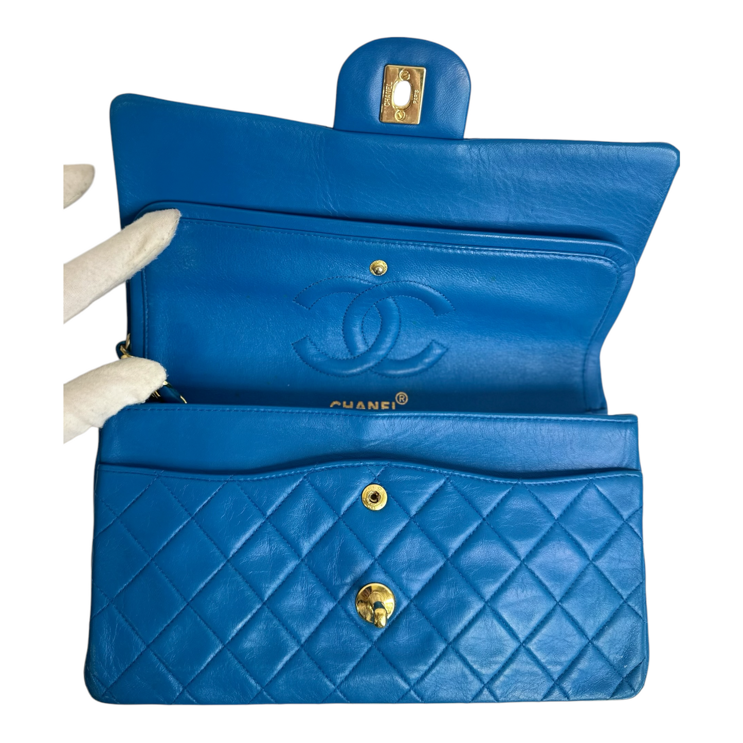 Chanel Blue Medium Classic Lambskin Double Flap