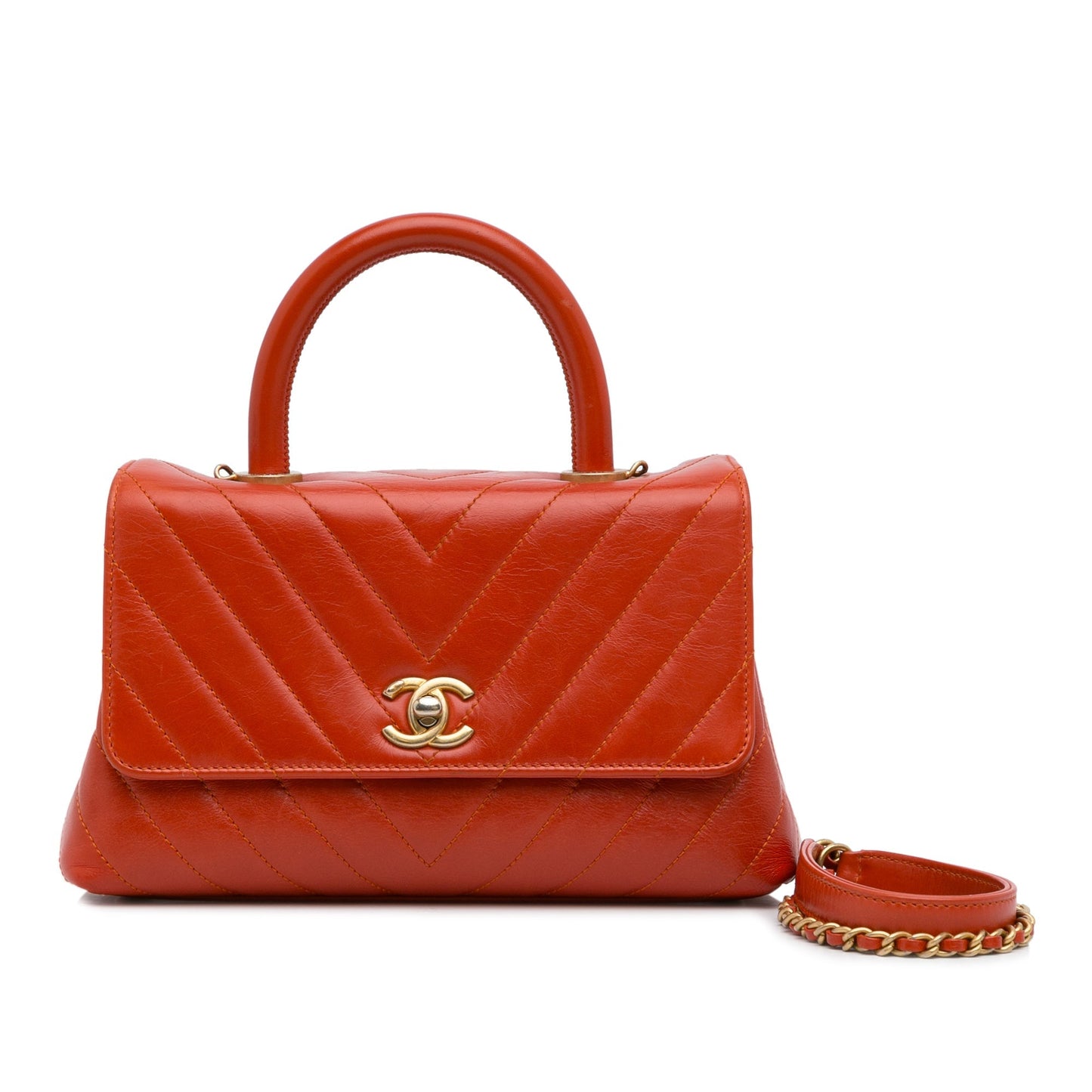 Chanel Small Lambskin Chevron Coco Top Handle Bag