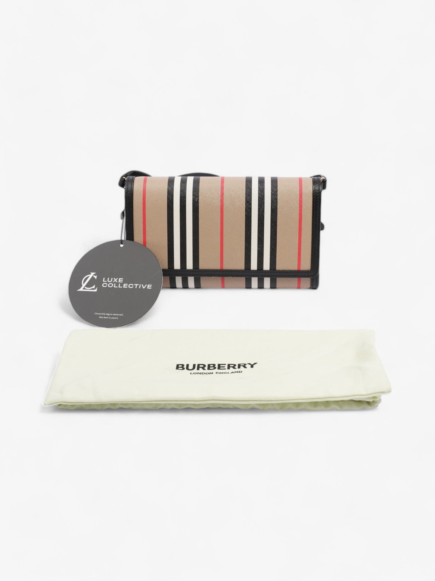 Burberry Hannah Wallet On Chain Archive Beige / Black Canvas