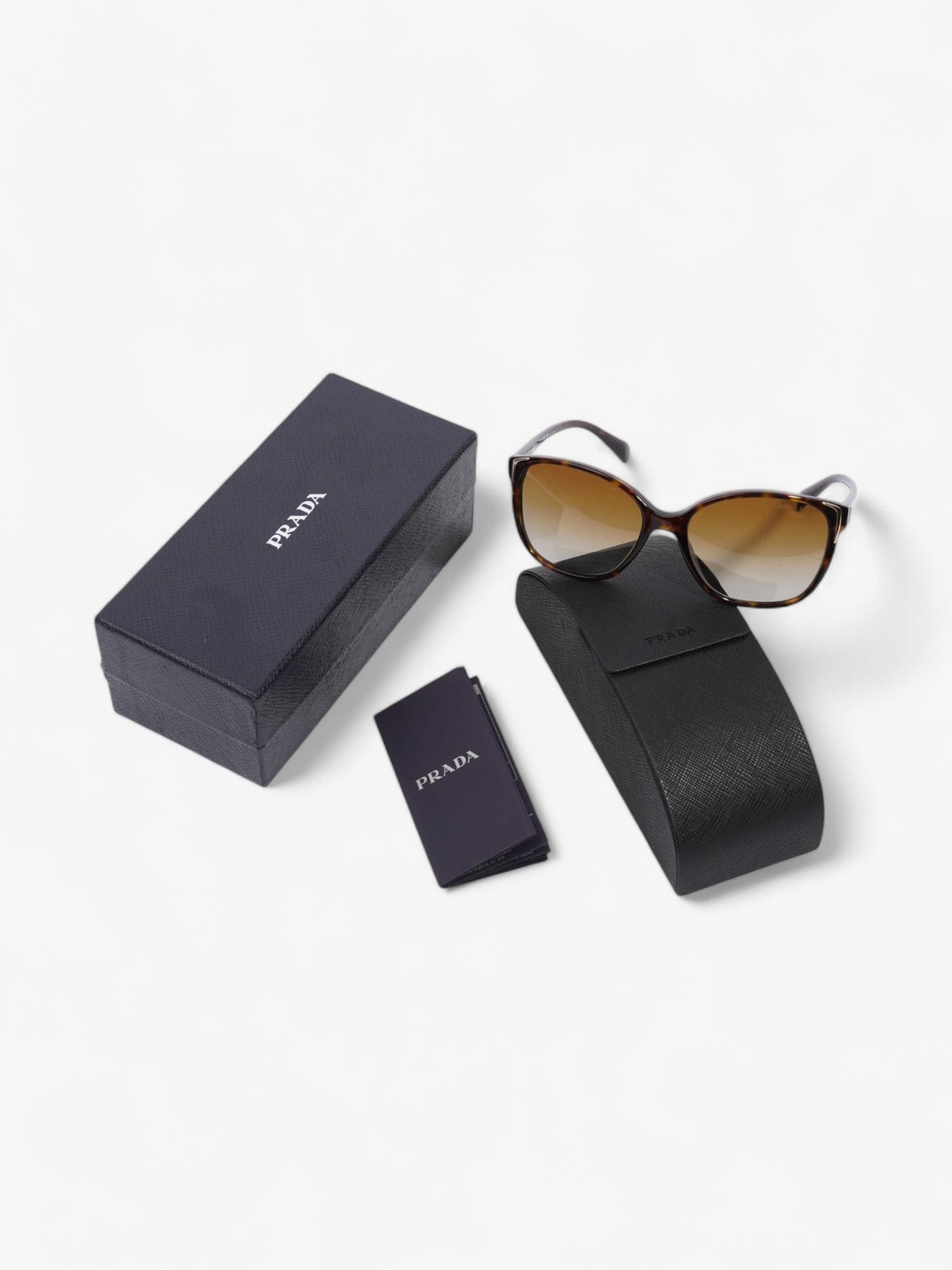 Prada Square Framed Sunglasses Tortoise / Light Gold Acetate 140mm