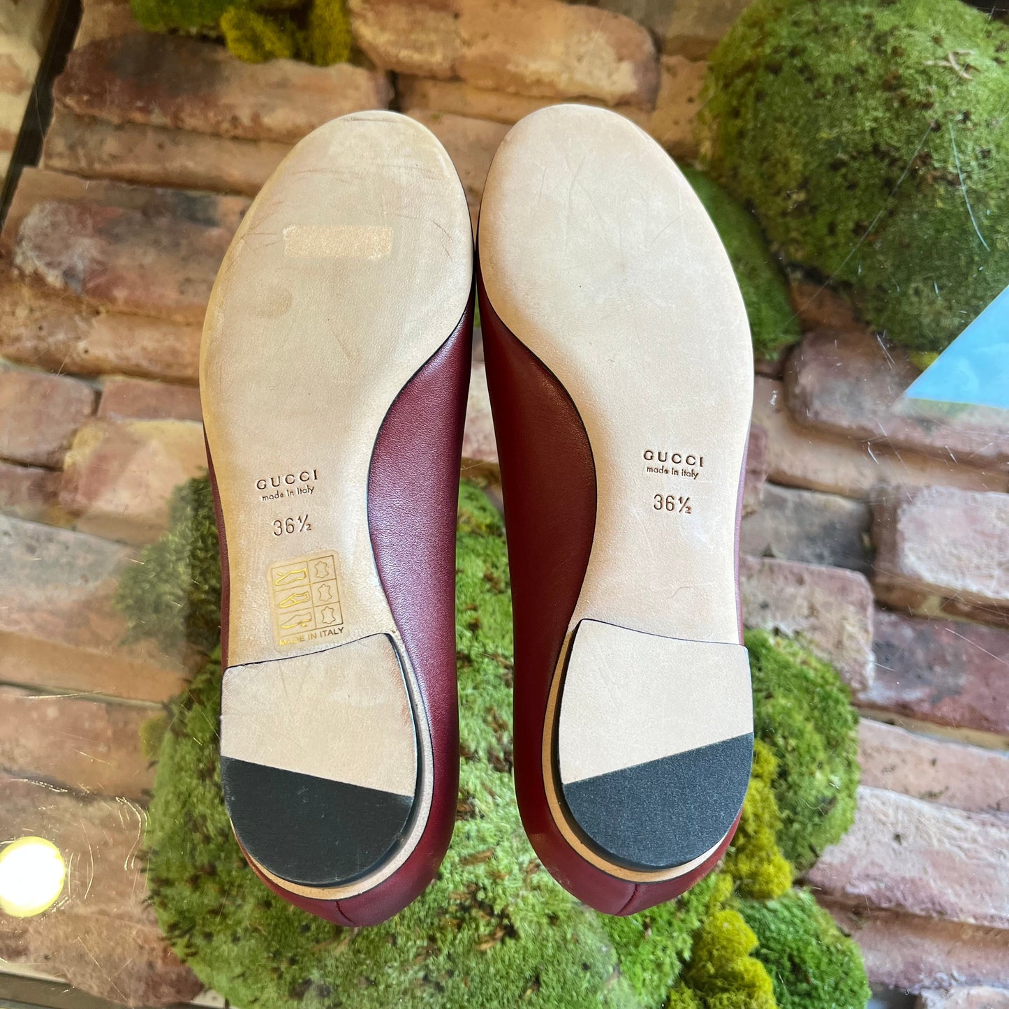 GUCCI Horsebit Red Leather Ballet Flats SZ 36