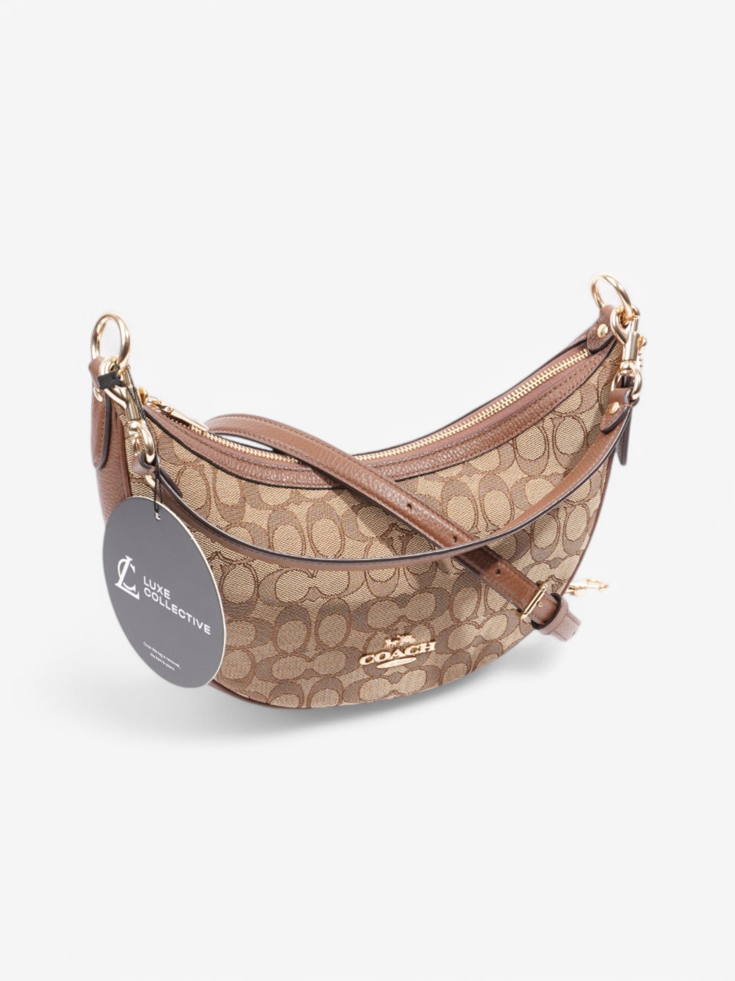 Coach Aria Shoulder Bag Beige / Brown Canvas