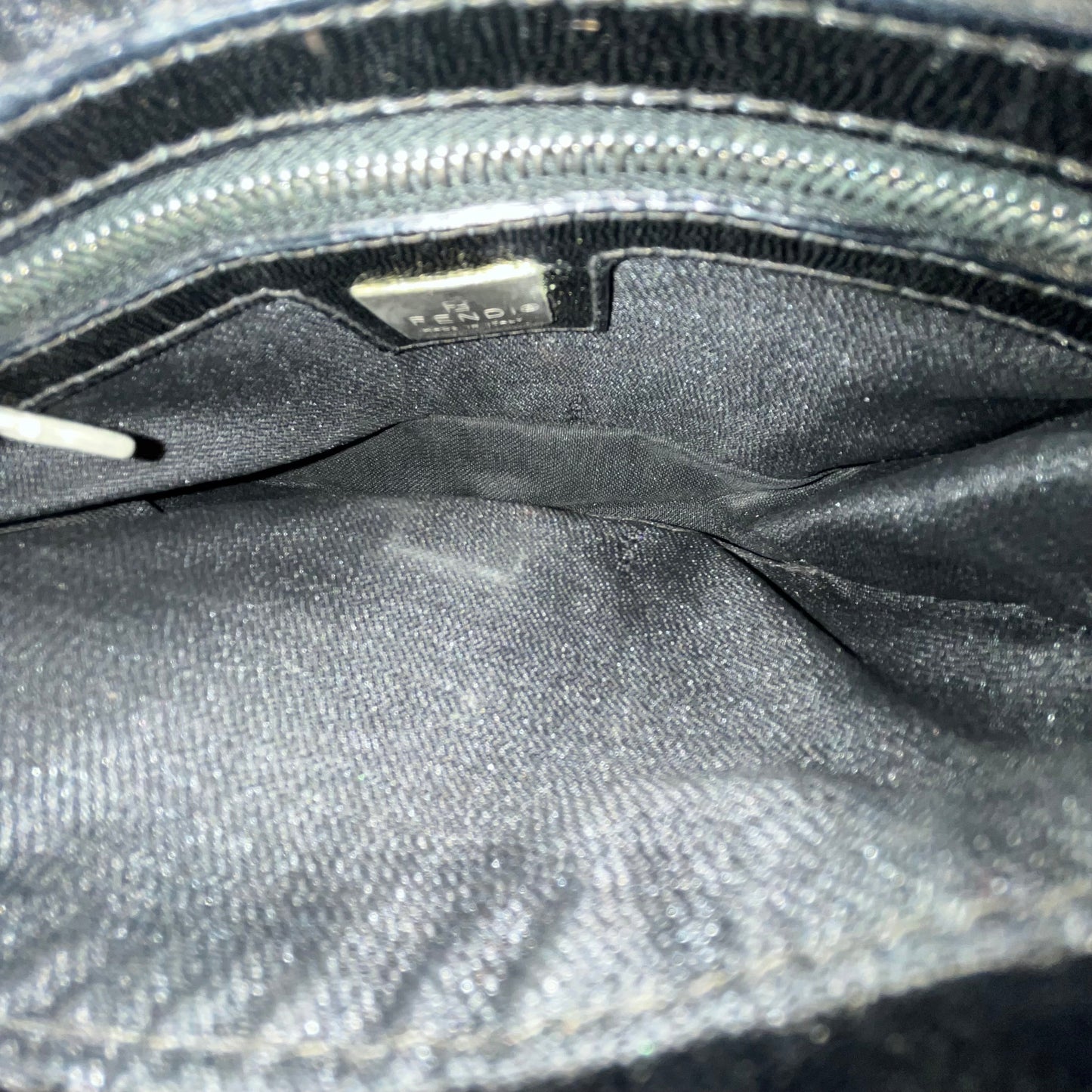 FENDI Mini Black Velvet Baguette Shoulder Bag