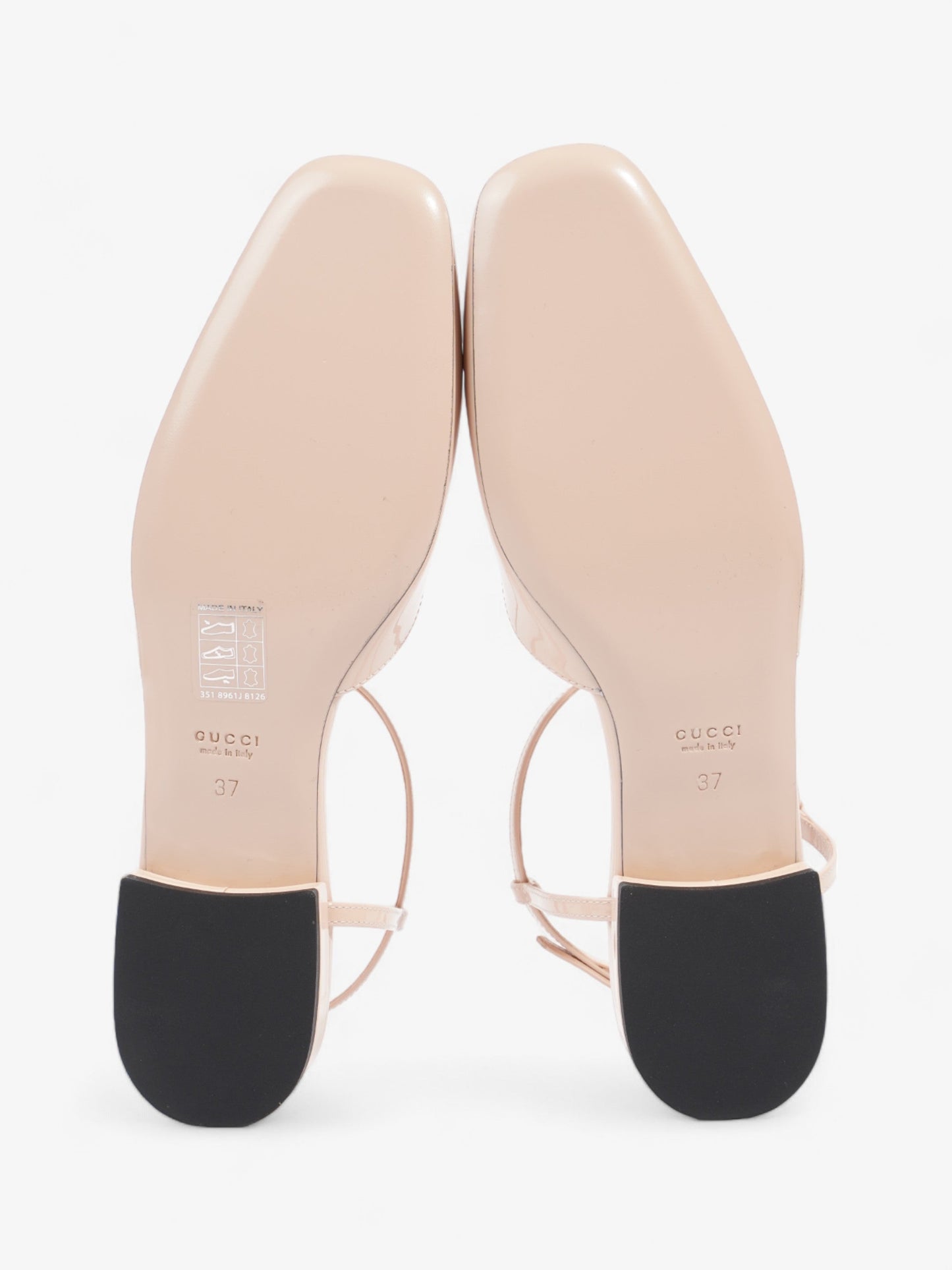Gucci GG Slingback Pumps Nude Patent Leather EU 37 UK 4
