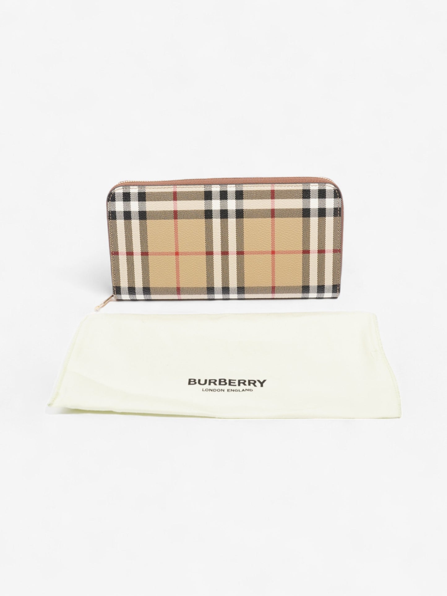 Burberry Zip-Around Wallet Vintage Check Coated Canvas
