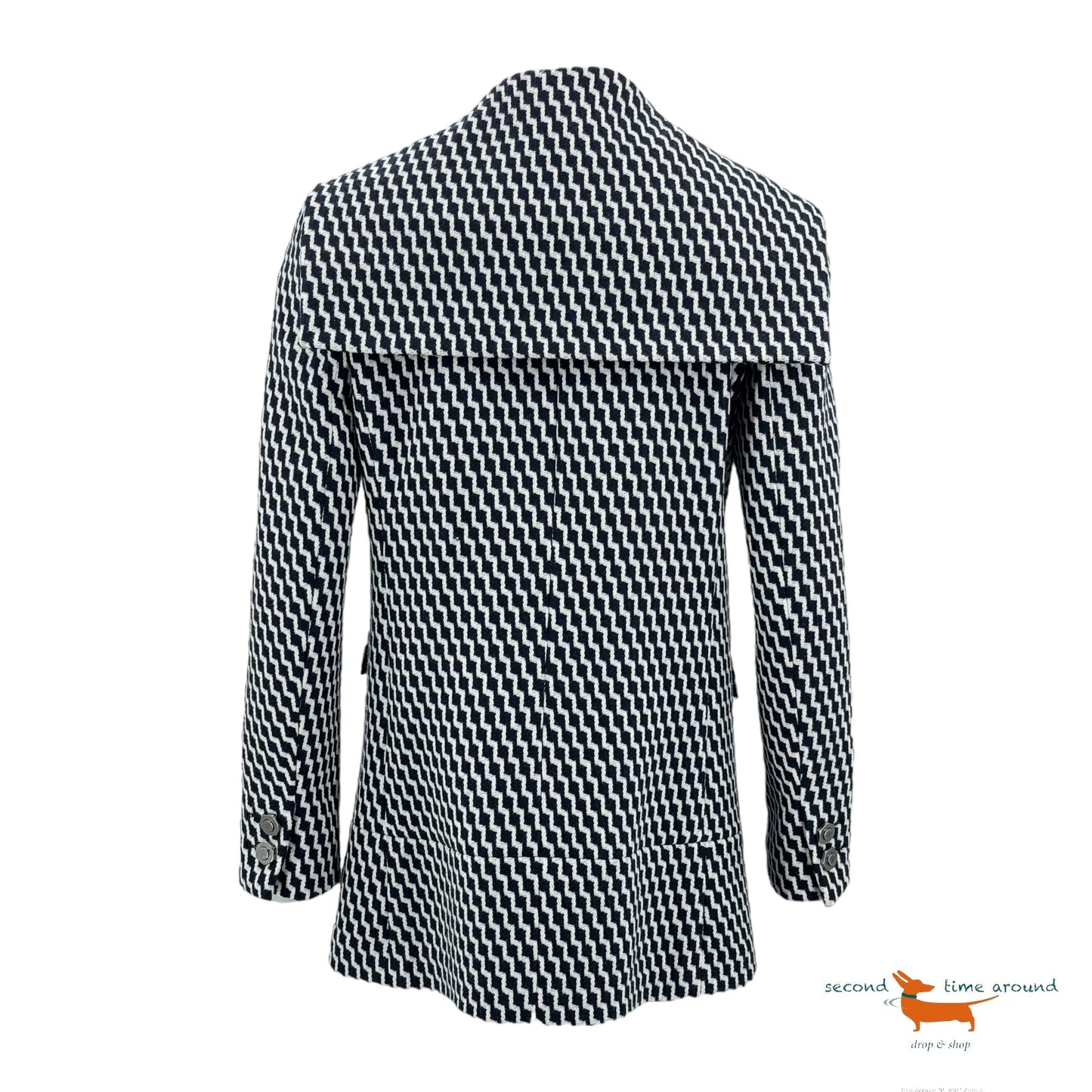 Chanel blue & white Wool Hamburg Zigzag Peacoat Jacket