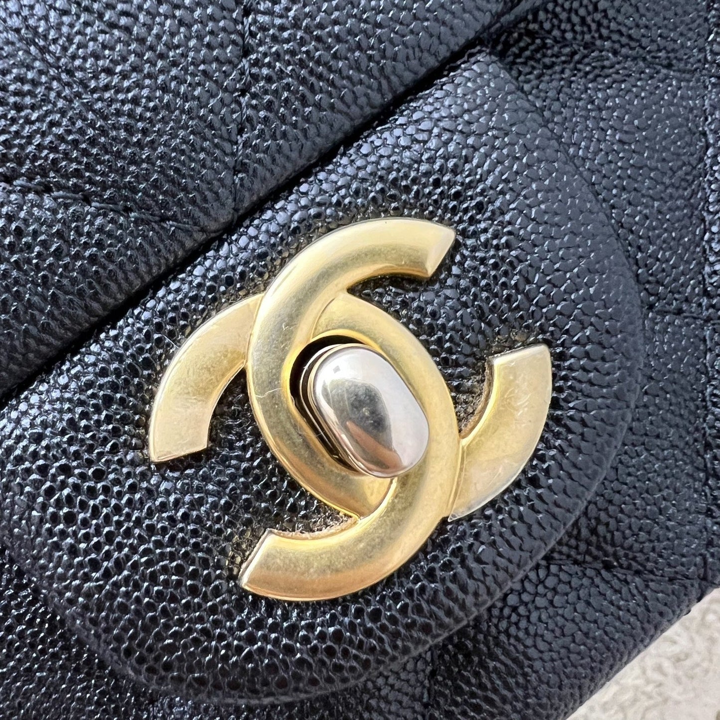 GLM-Top Handle Mini Rectangle Flap in 21S Black Caviar and AGHW