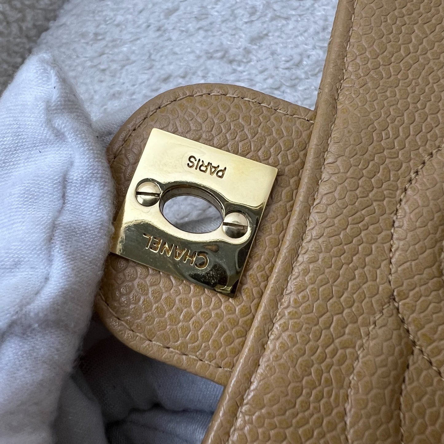 GLM- Square Mini in Dark Beige Caviar and 24K GHW