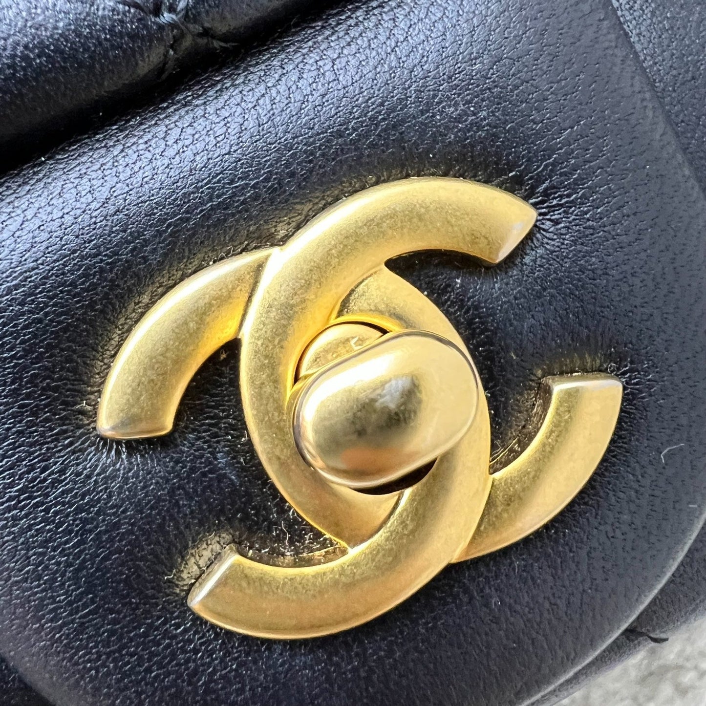 GLM-Pearl Crush Mini Rectangular Flap in 23K Black Stiff Lambskin and AGHW (Model: AS1787)
