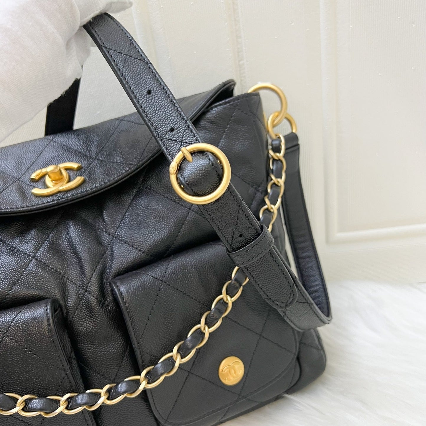 GLM-25P Maxi Hobo Bag in Black Caviar and AGHW (Model: AS5385)