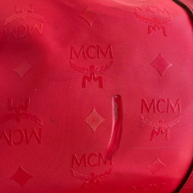 MCM Red Nylon Visetos Boston bag