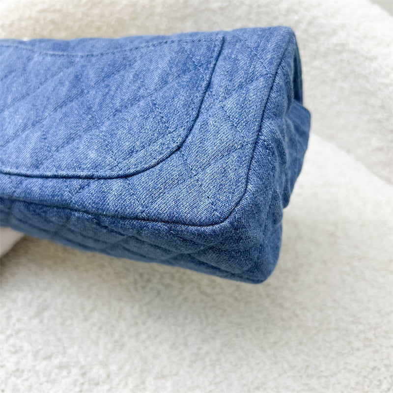 GLM-22C Pearl Crush Rectangle Mini Flap in Denim, Blue Leather and AGHW (Model: AS1787)