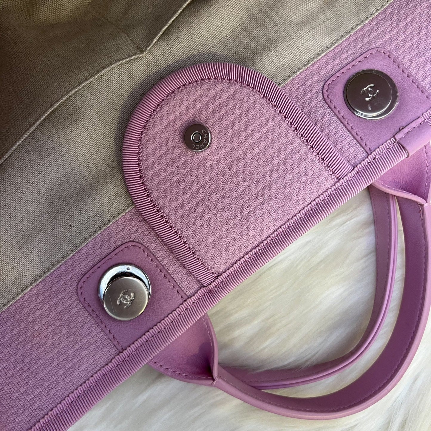 GLM-Medium / Large Deauville Tote in 22S Pink Fabric LGHW